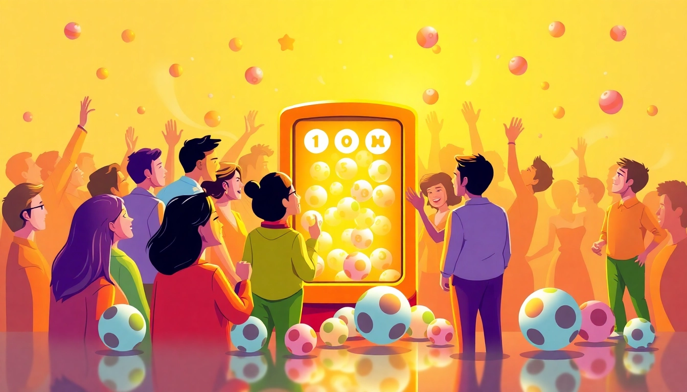 Experience the exciting Lottorich28 lottery platform with dynamic imagery showcasing joyous participants and colorful lottery balls.