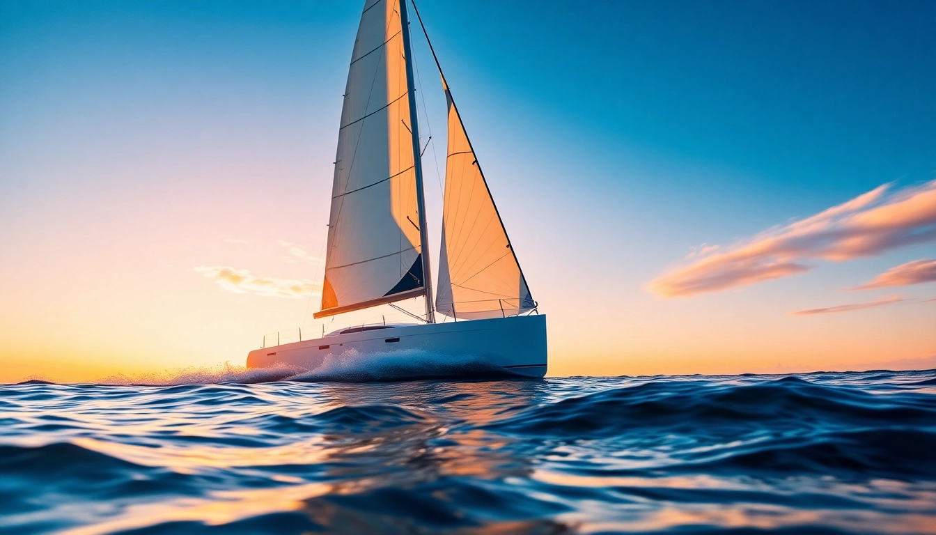 The J88 sailboat gliding through turquoise waves at sunset, showcasing its sleek design.