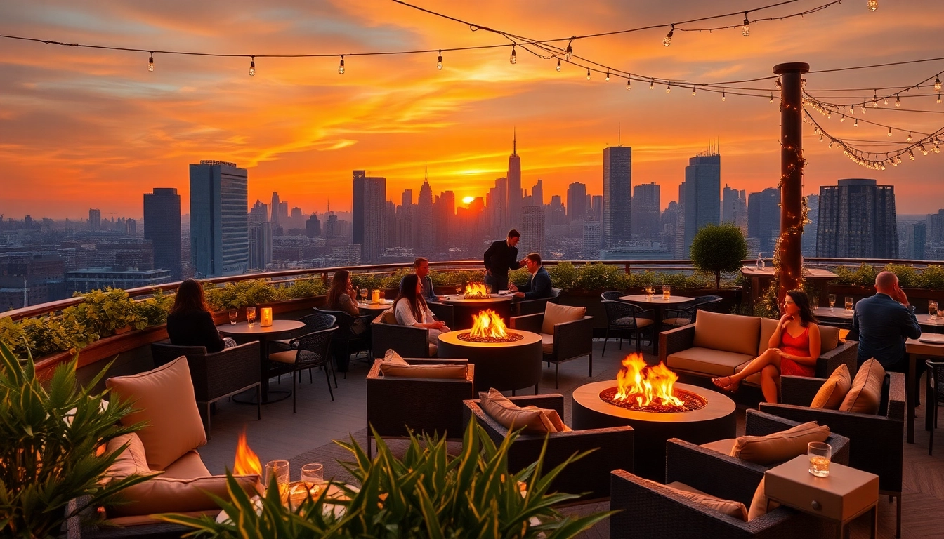 Enjoy breathtaking sunset views from NoHu rooftop bar, a stunning spot in Weehawken, NJ.